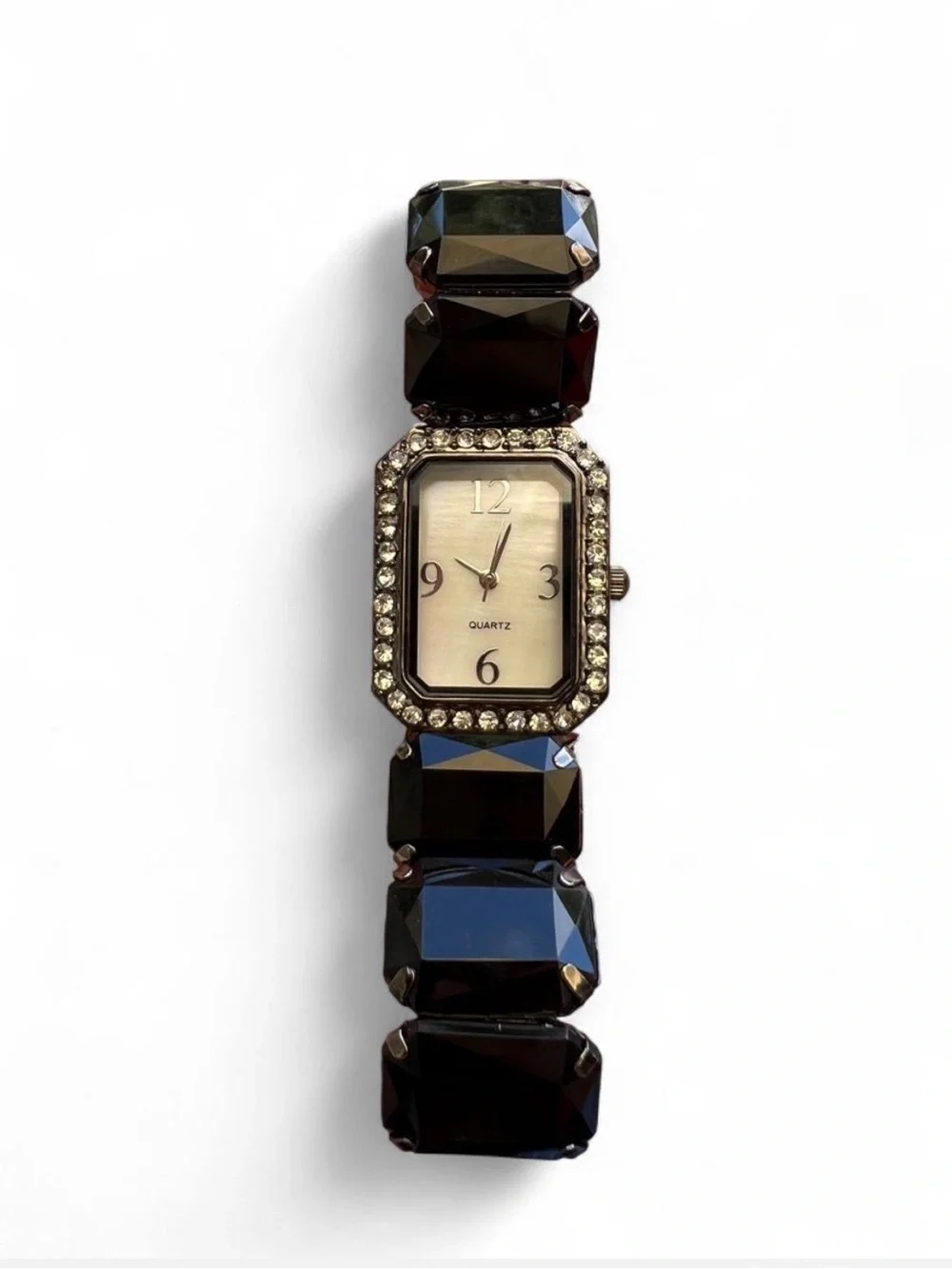 Elegant Black Crystal Bracelet Watch — Unbranded